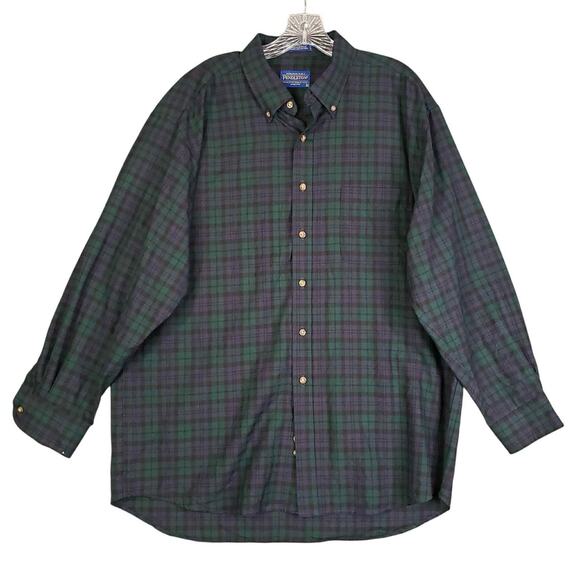 Pendleton Sir Shirt Button Up 100% Wool Plaid Black Watch Tartan Mens XL LS - Picture 2 of 10